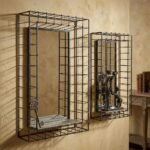 Wire Grid Wall Shelf Set with mirrored backing