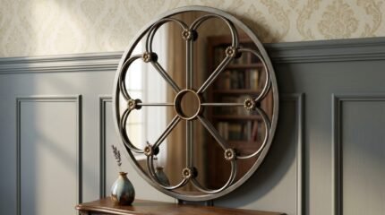 Anne Marie Mirrored Wall Art with platinum metal frame