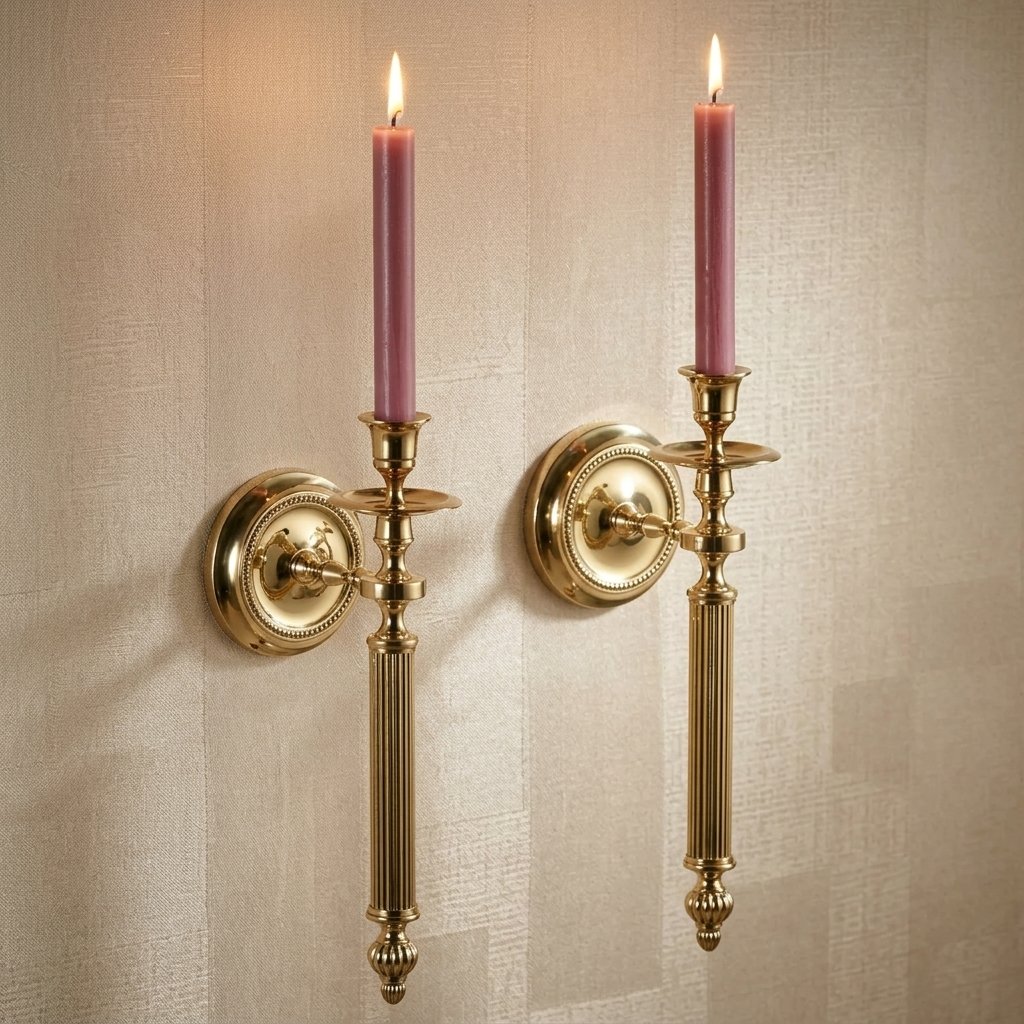 vienne-taper-wall-sconce-pair-solid-brass Vienne Taper Wall Sconce Pair with polished brass finish