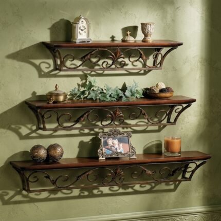 Dagian Wall Shelves with burnished copper finish