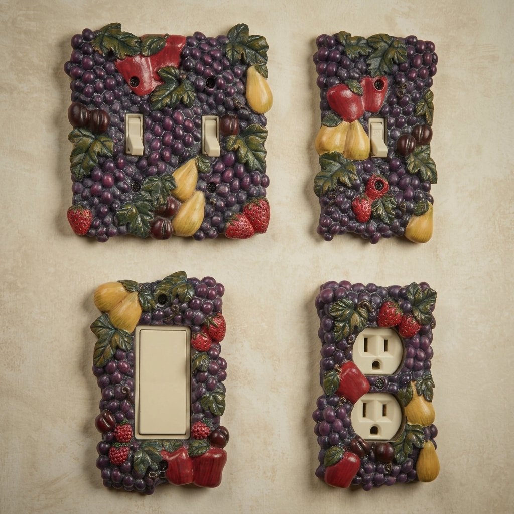 tuscan-fruit-decorative-switchplates Tuscan Fruit Decorative Switchplates with handpainted fruit design