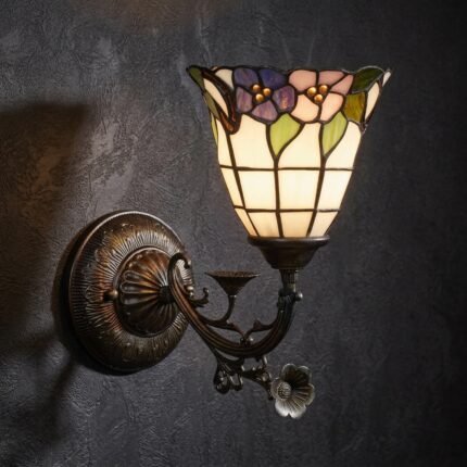 Shyla Floral Stained Glass Wall Sconce with handcrafted stained glass