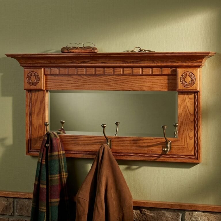 Chesterfield Oak Mirror with Hooks