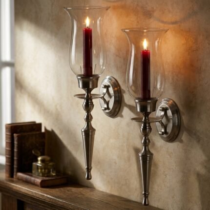 Arika Satin Nickel Wall Sconce Pair classic candle wall sconces